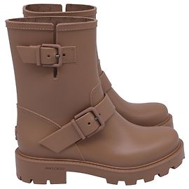 Botas de chuva planas Yael em borracha marrom Jimmy Choo Marrom Vermelho