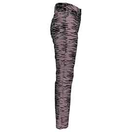 Ganni-Ganni Tiger-Print High-Rise Bootcut Jeans in Pink Cotton Denim-Pink