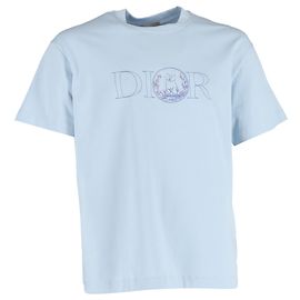 Camiseta estampada com logo Dior Hylton Nel SS25 em algodão azul claro Azul Azul claro