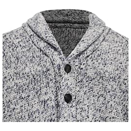 Brunello Cucinelli- Brunello Cucinelli Knitted Shawl Collar Cardigan in Navy Blue Cashmere-Blue,Navy blue