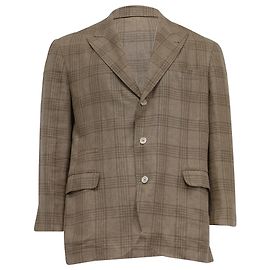 Blazer a quadri monopetto Brunello Cucinelli in lino marrone Marrone Rosso