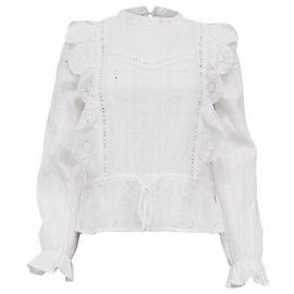 Top de encaje victoriano Maje Laviane en algodón blanco Blanco Crudo