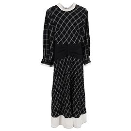 Self portrait Self-Portrait Check Panel Midi Dress in Black Polyester Other