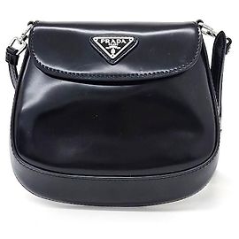 Prada Cleo Brushed Mini Shoulder Bag Black