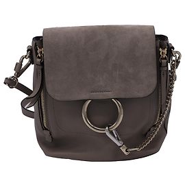 Mochila Medium Faye em couro e camurça cinza da Chloé Cinza