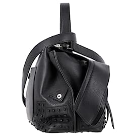 Tod's-Tod's Wave Top Handle Bag in Black Leather-Black