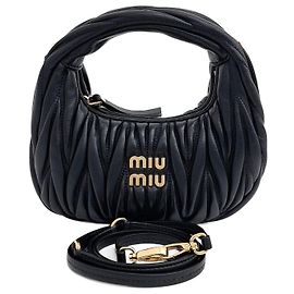Miu Miu Wander Matrasse Hobo Bag Mini Black