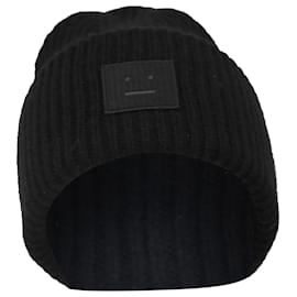 Gorro de malha canelada preto com patch Acne Studios Preto