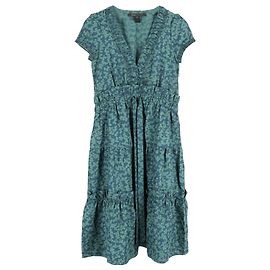 Robe midi à volants imprimée en soie verte de Marc Jacobs Vert