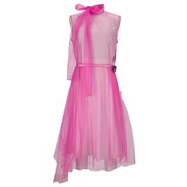 Vestido sin mangas de tul de nylon rosa Prada Rosa