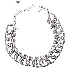 Oscar de la Renta Colar Oscar de la Chain Link em metal prateado Prata Metálico