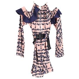 Self portrait Robe mini décolletée à épaules nues en polyester multicolore Multicolore