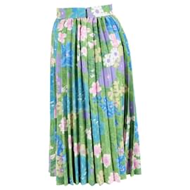 Balenciaga-Balenciaga Pleated Plisse Skirt in Floral Print Polyester-Other