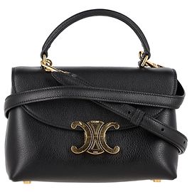 Céline Celine Teen Nino Top Handle Bag in Black Calf Leather Black