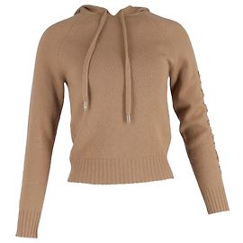 Max Mara Ananas Strick Hoodie mit Verzierungen aus Brauner Wolle Braun Rot