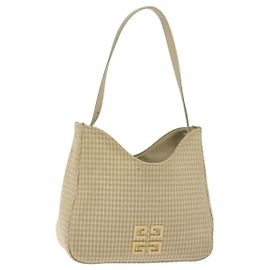 Bolsa de ombro com padrão escalonado GIVENCHY em lona bege Auth 130221 Bege