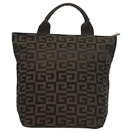Givenchy-GIVENCHY Hand Bag Canvas Black Silver Auth bs27171-Black,Silvery