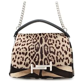 Tod's-Tod's Double T Pony Leather Shoulder Bag-Brown