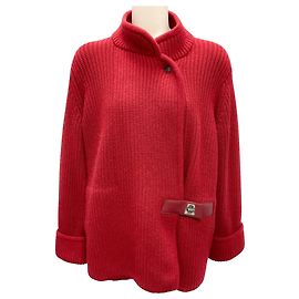Akris Kaschmir Strickjacke in Ziegelrot Rot