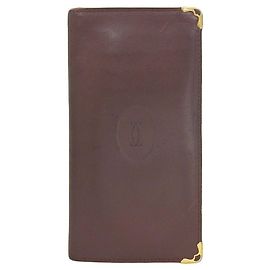 Cartier Leather Long Wallet White Dark red