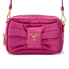 Bolso de Hombro Prada de Nylon con Cinta 1N1727 Rosa