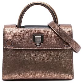 Dior Brauner Mini Metallic Geprägtes Kalbsleder Diorever Handtasche Braun Bronze