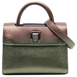 Dior-Dior Brown Mini Metallic Grained Calfskin Diorever Satchel-Brown,Bronze