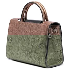 Dior-Dior Brown Mini Metallic Grained Calfskin Diorever Satchel-Brown,Bronze