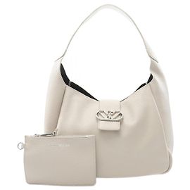 Bolsa de ombro de couro com fivela de águia Emporio Armani Marrom Bege