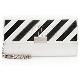 Off White Cartera de clip de binder de cuero Off-White Diag con cadena Negro