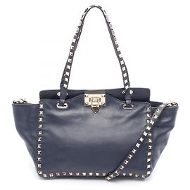 Valentino Garavani Sac à main en cuir Valentino Rockstud Bleu