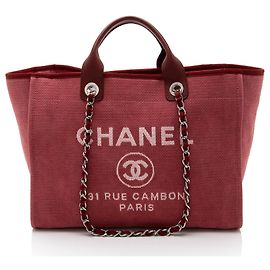 Chanel Canvas Deauville Medium Tote Red