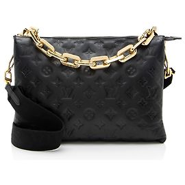 Louis Vuitton Monogram Embossed Lambskin Coussin MM Shoulder Bag Black