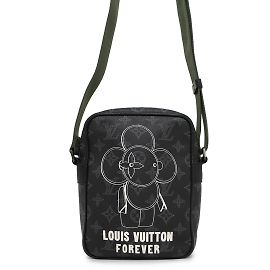 Louis Vuitton Monogram Eclipse Vivienne Danube PM Shoulder Bag Black Green Khaki Monogram