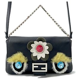 Fendi Monster Micro Baguette Handbag Black
