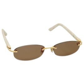 Óculos de sol CARTIER de plástico marrom Auth bs24633A Marrom