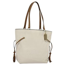 Coach Bolsa Tote de Couro Branco e Ouro Auth bs27216 Branco Dourado