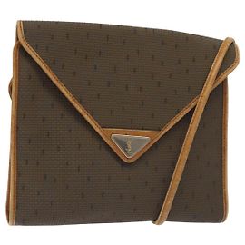 Borsa a Spalla SAINT LAURENT PVC Marrone Oro Auth am8777 Marrone D'oro