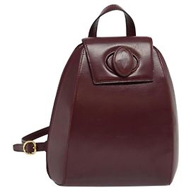 CARTIER Sac à dos Must Line Cuir Bordeaux Or Auth bs27355 Doré Bordeaux