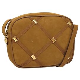 Sac à épaule Salvatore Ferragamo en daim marron or Auth BA3556 Marron Doré