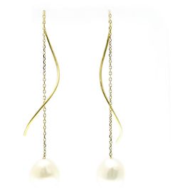 Tasaki 18K Gold Süßwasserperlen-Ohrringe Golden