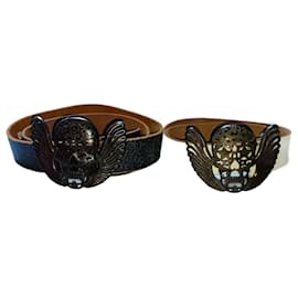 Levi's-Red Tab™ Split Cowhide Leather Rocker Belts, SKULL Dark Metal Buckle-Multiple colors