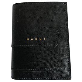 Marni Saffiano Leather Bi-Fold Wallet Black