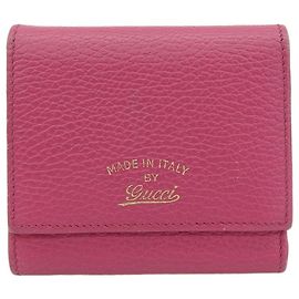 Gucci Pink Leather Trifold Wallet Pink