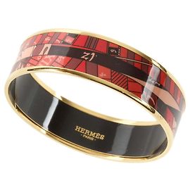 Hermès Pulsera bangle de esmalte GM Hermes Dorado