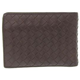 Carteira bifold de couro Bottega Veneta 113112 Marrom