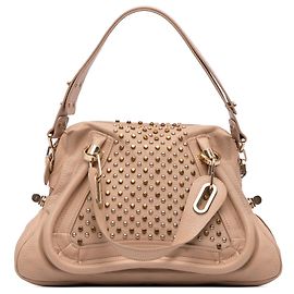 Bolsa Paraty de couro médio com studs Chloé Brown Marrom Bege