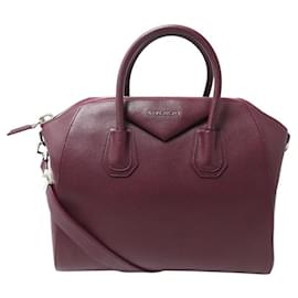 Givenchy-GIVENCHY ANTIGONA MM HAND BAG IN BORDEAUX LEATHER WITH SHOULDER STRAP-Dark red