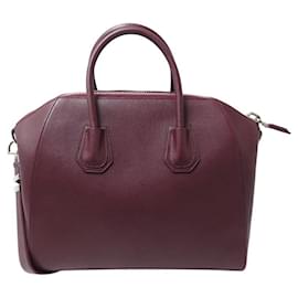 Givenchy-GIVENCHY ANTIGONA MM HAND BAG IN BORDEAUX LEATHER WITH SHOULDER STRAP-Dark red