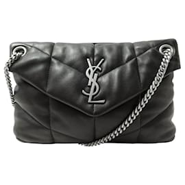 Yves Saint Laurent NUOVO BORSO A MANO SAINT LAURENT LOULOU PUFFER IN PELLE 577476 BORSA A SPALLA Nero
